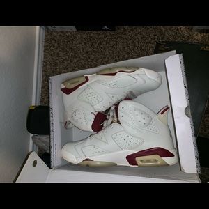 Air Jordan 6 maroon with Nike air in back